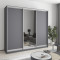 MebelStar Three-door wardrobe Standard AL 2DSP/Mirror Anthracite, 230x45x210 cm (MBS-2907)