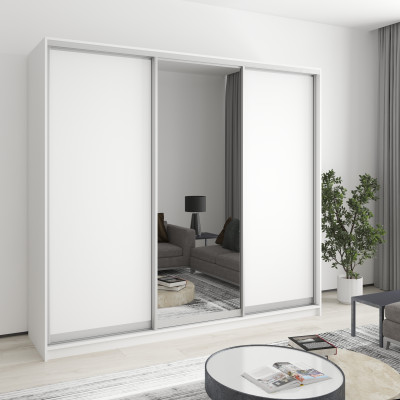 MebelStar Three-door wardrobe Standard AL 2DSP/Mirror Alaska white, 230x45x210 cm (MBS-2895)
