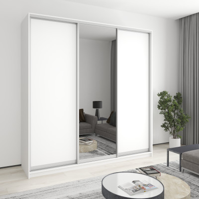 MebelStar Three-door wardrobe Combo AL 2DSP/Mirror Alaska white, 230x60x240 cm (MBS-2105)