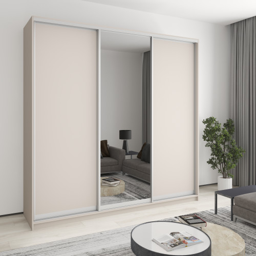 MebelStar Three-door wardrobe Combo AL 2DSP/Mirror Cashmere, 240x45x240 cm (MBS-2136)