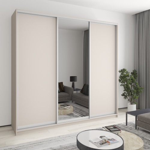 MebelStar Three-door wardrobe Combo AL 2DSP/Mirror Cashmere, 250x45x240 cm (MBS-2137)