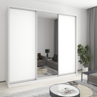 MebelStar Three-door wardrobe Combo AL 2DSP/Mirror Alaska white, 260x45x240 cm (MBS-2102)