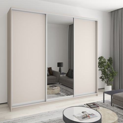 MebelStar Three-door wardrobe Combo AL 2DSP/Mirror Cashmere, 260x45x240 cm (MBS-2138)