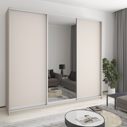 MebelStar Three-door wardrobe Combo AL 2DSP/Mirror Cashmere, 270x60x240 cm (MBS-2145)