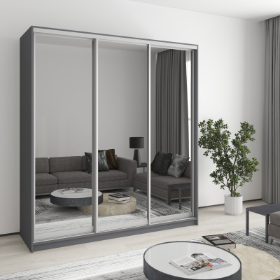 MebelStar Three-door wardrobe Combo AL 3 Mirrors Anthracite, 190x60x240 cm (MBS-1778)
