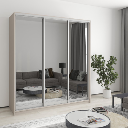 Шкаф-купе трехдверный MebelStar Стандарт AL 3 Зеркала 190x45x240 см Кашемир (MBS-1594)