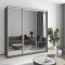 MebelStar Three-door wardrobe Standard AL 3 Mirrors Anthracite, 200x60x210 cm (MBS-2982)