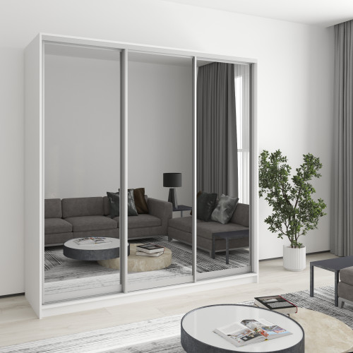MebelStar Three-door wardrobe Combo AL 3 Mirrors Alaska white, 200x60x240 cm (MBS-1775)