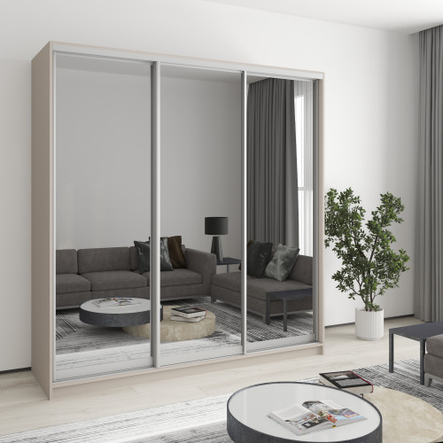 MebelStar Three-door wardrobe Combo AL 3 Mirrors Cashmere, 200x60x240 cm (MBS-1787)