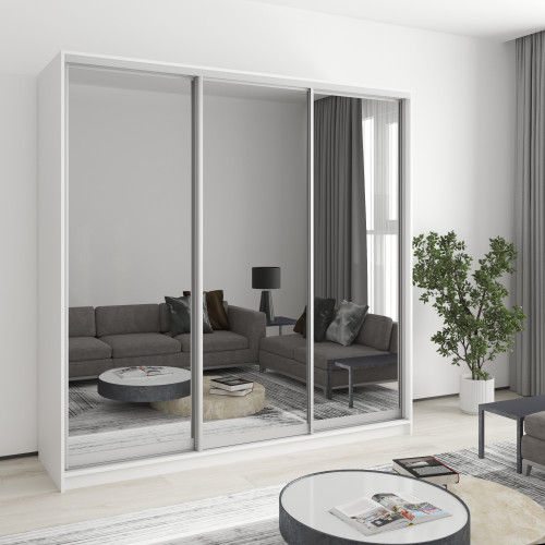 MebelStar Three-door wardrobe Combo AL 3 Mirrors Alaska white, 210x45x240 cm (MBS-1704)
