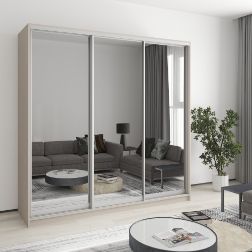 MebelStar Three-door wardrobe Combo AL 3 Mirrors Cashmere, 210x60x240 cm (MBS-1788)