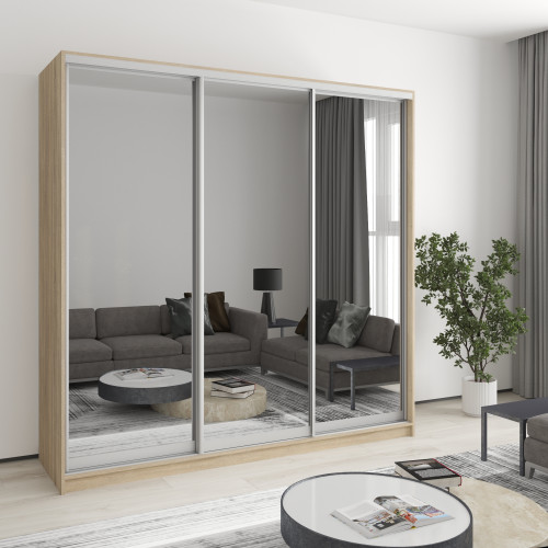 MebelStar Three-door wardrobe Combo AL 3 Mirrors Sonoma oak, 210x45x240 cm (MBS-1712)