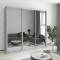 MebelStar Three-door wardrobe Standard AL 3 Mirrors Concrete, 220x45x210 cm (MBS-3014)