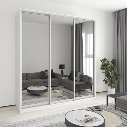 MebelStar Three-door wardrobe Combo AL 3 Mirrors Alaska white, 220x45x240 cm (MBS-2170)