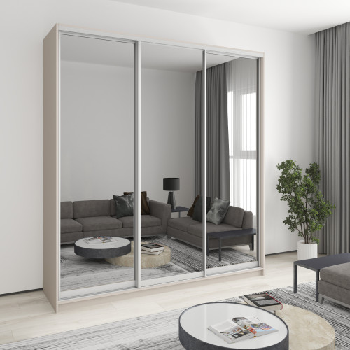 MebelStar Three-door wardrobe Standard AL 3 Mirrors Cashmere, 220x45x240 cm (MBS-1870)