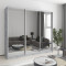 MebelStar Three-door wardrobe Standard AL 3 Mirrors Concrete, 230x45x210 cm (MBS-3015)