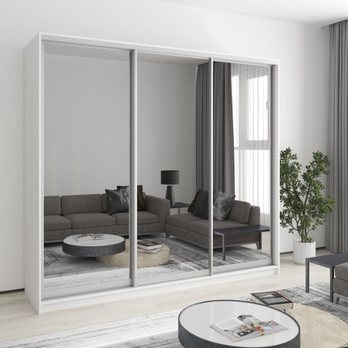 MebelStar Three-door wardrobe Combo AL 3 Mirrors Alaska white, 230x45x210 cm (MBS-3243)