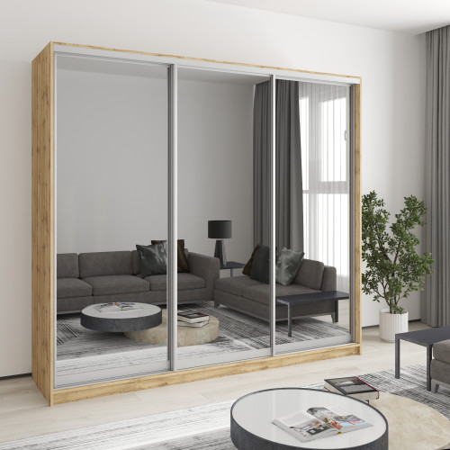 MebelStar Three-door wardrobe Standard AL 3 Mirrors Tahoe Oak, 230x45x210 cm (MBS-4240)