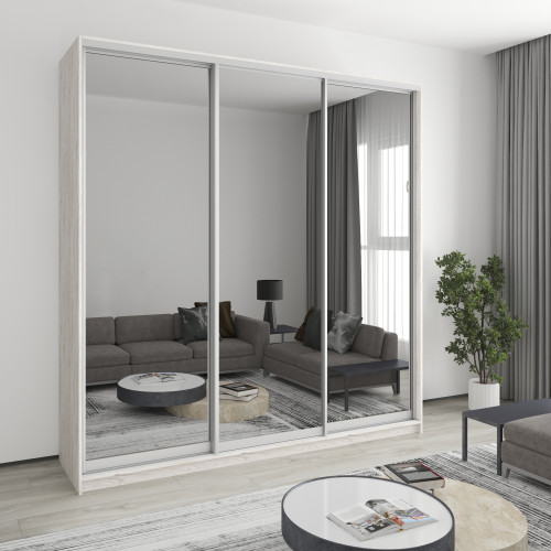 MebelStar Three-door wardrobe Combo AL 3 Mirrors Alaska gray, 230x60x240 cm (MBS-2237)