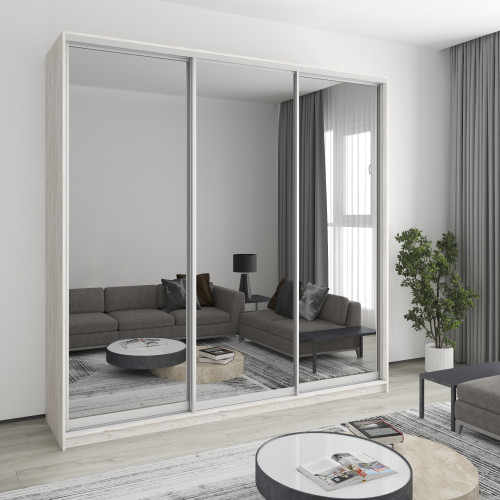MebelStar Three-door wardrobe Combo AL 3 Mirrors Alaska gray, 240x60x240 cm (MBS-2238)
