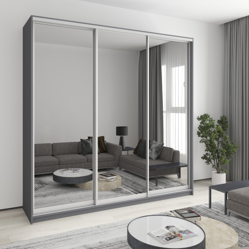 Шкаф-купе трехдверный MebelStar Комбо AL 3 Зеркала 240x60x240 см Антрацит (MBS-2190)