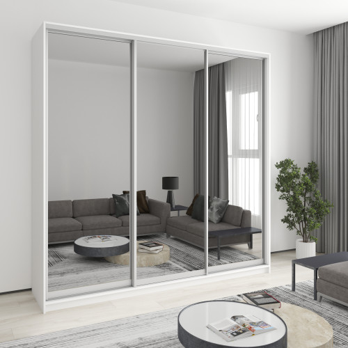 MebelStar Three-door wardrobe Combo AL 3 Mirrors Alaska white, 240x45x240 cm (MBS-2172)