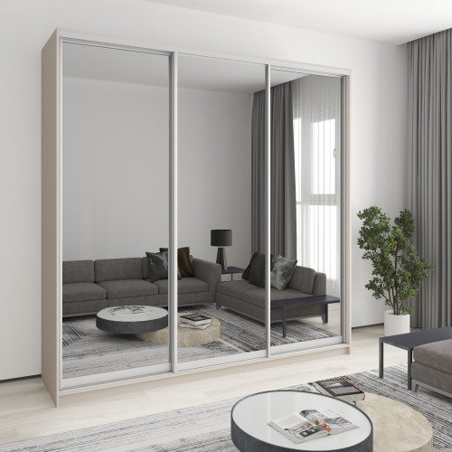 MebelStar Three-door wardrobe Combo AL 3 Mirrors Cashmere, 240x60x240 cm (MBS-2214)