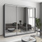 MebelStar Three-door wardrobe Combo AL 3 Mirrors Anthracite, 250x60x210 cm (MBS-3397)