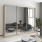 MebelStar Three-door wardrobe Combo AL 3 Mirrors Sonoma oak, 250x60x210 cm (MBS-3405)