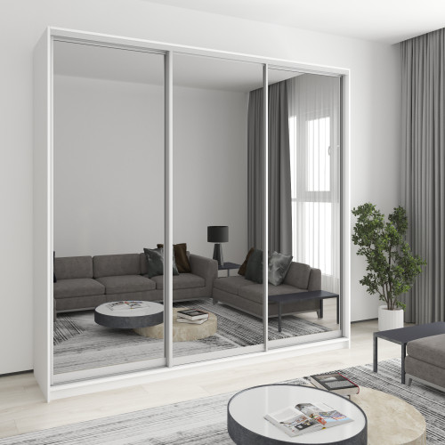 MebelStar Three-door wardrobe Combo AL 3 Mirrors Alaska white, 250x60x240 cm (MBS-2179)
