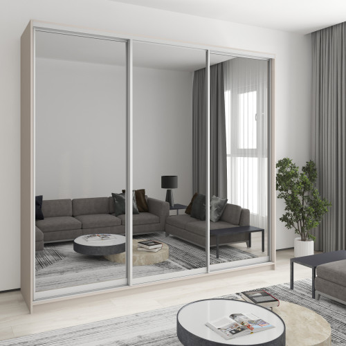 MebelStar Three-door wardrobe Combo AL 3 Mirrors Cashmere, 260x60x240 cm (MBS-2216)