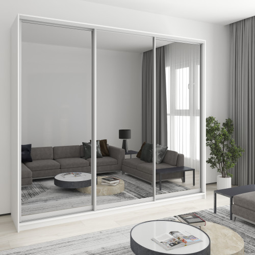 Шкаф-купе трехдверный MebelStar Комбо AL 3 Зеркала 270x60x240 см Аляска белая (MBS-2181)