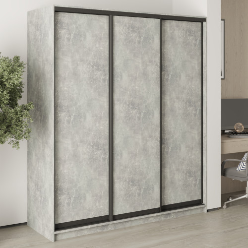 MebelStar Three-door wardrobe Standard BG 3DSP Concrete, 180x45x210 cm (MBS-8268)