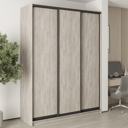 MebelStar Three-door wardrobe Standard BG 3DSP Alaska gray, 180x45x240 cm (MBS-8604)
