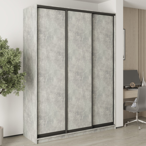 MebelStar Three-door wardrobe Standard BG 3DSP Concrete, 180x60x240 cm (MBS-8598)