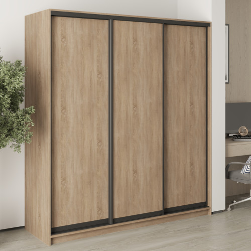 MebelStar Three-door wardrobe Standard BG 3DSP Sonoma Oak, 190x45x210 cm (MBS-8245)