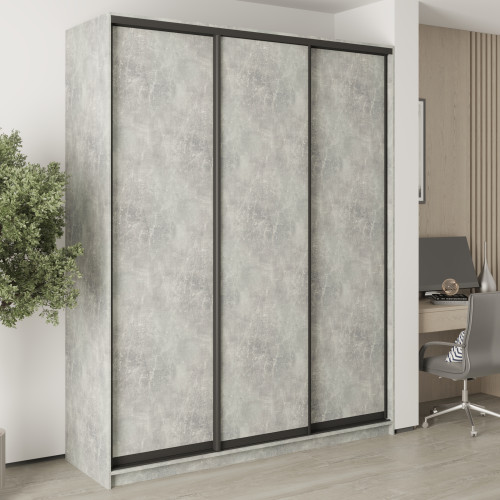 Шафа-купе тридверна MebelStar Стандарт BG 3ДСП 190x45x240 см Бетон (MBS-8593)