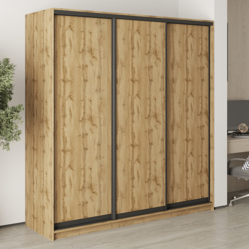 MebelStar Three-door wardrobe Standard BG 3DSP Tahoe oak, 200x45x210 cm (MBS-8318)