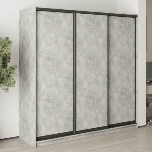 MebelStar Three-door wardrobe Standard BG 3DSP Concrete, 210x45x210 cm (MBS-8271)