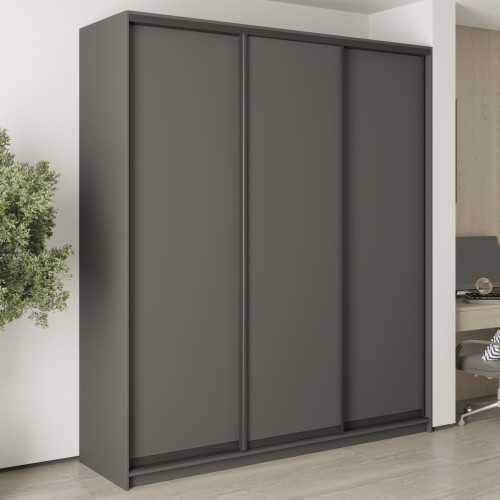 MebelStar Three-door wardrobe Standard BG 3DSP Anthracite, 210x45x240 cm (MBS-8559)