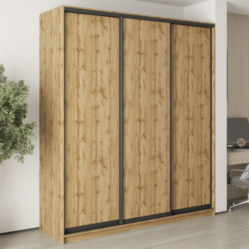 MebelStar Three-door wardrobe Standard BG 3DSP Tahoe oak, 210x45x240 cm (MBS-8643)