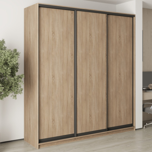 MebelStar Three-door wardrobe Standard BG 3DSP Sonoma Oak, 220x45x240 cm (MBS-8572)