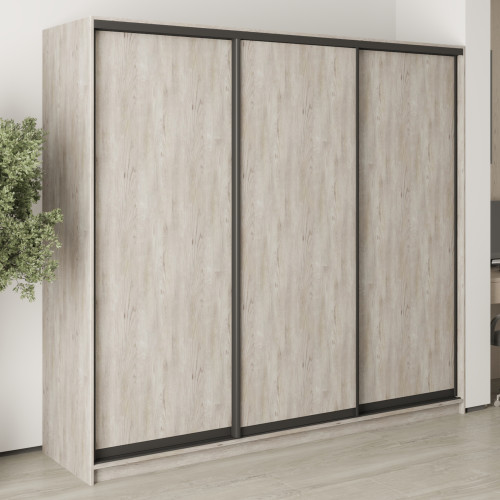 MebelStar Three-door wardrobe Standard BG 3DSP Alaska gray, 230x60x210 cm (MBS-8291)