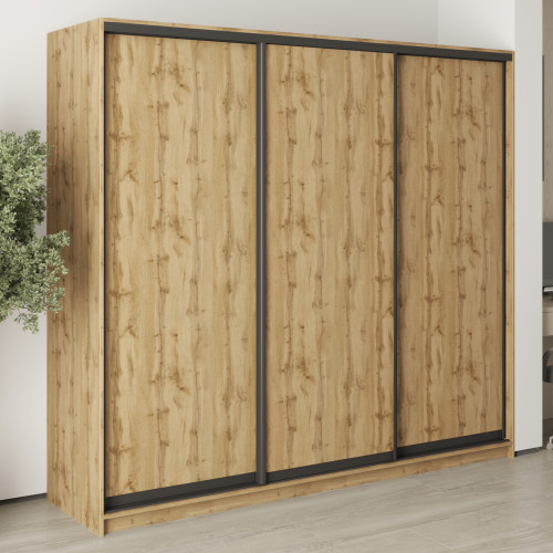 MebelStar Three-door wardrobe Standard BG 3DSP Tahoe oak, 230x45x210 cm (MBS-8321)