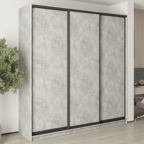 MebelStar Three-door wardrobe Standard BG 3DSP Concrete, 230x60x240 cm (MBS-8603)
