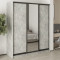 MebelStar Three-door wardrobe Standard BG 2DSP/Mirror Concrete, 180x45x210 cm (MBS-8376)