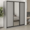 MebelStar Three-door wardrobe Standard BG 2DSP/Mirror Gray mouse, 180x45x210 cm (MBS-8412)