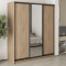 MebelStar Three-door wardrobe Standard BG 2DSP/Mirror Sonoma Oak, 180x45x210 cm (MBS-8352)
