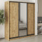MebelStar Three-door wardrobe Standard BG 2DSP/Mirror Tahoe oak, 180x45x210 cm (MBS-8424)