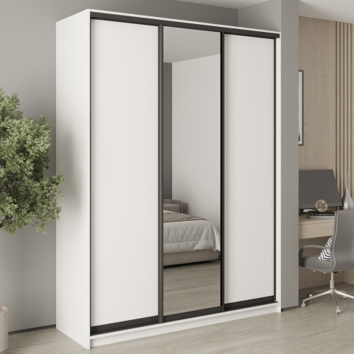 MebelStar Three-door wardrobe Standard BG 2DSP/Mirror Alaska white, 180x60x240 cm (MBS-8658)